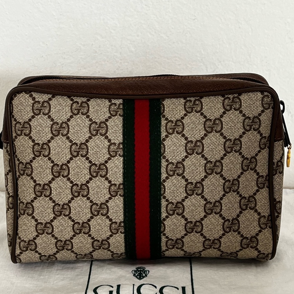 Gucci Supreme Cosmetic Pouch Web Stripe Late 70s-Early 80s Italy - Picture 3 of 16